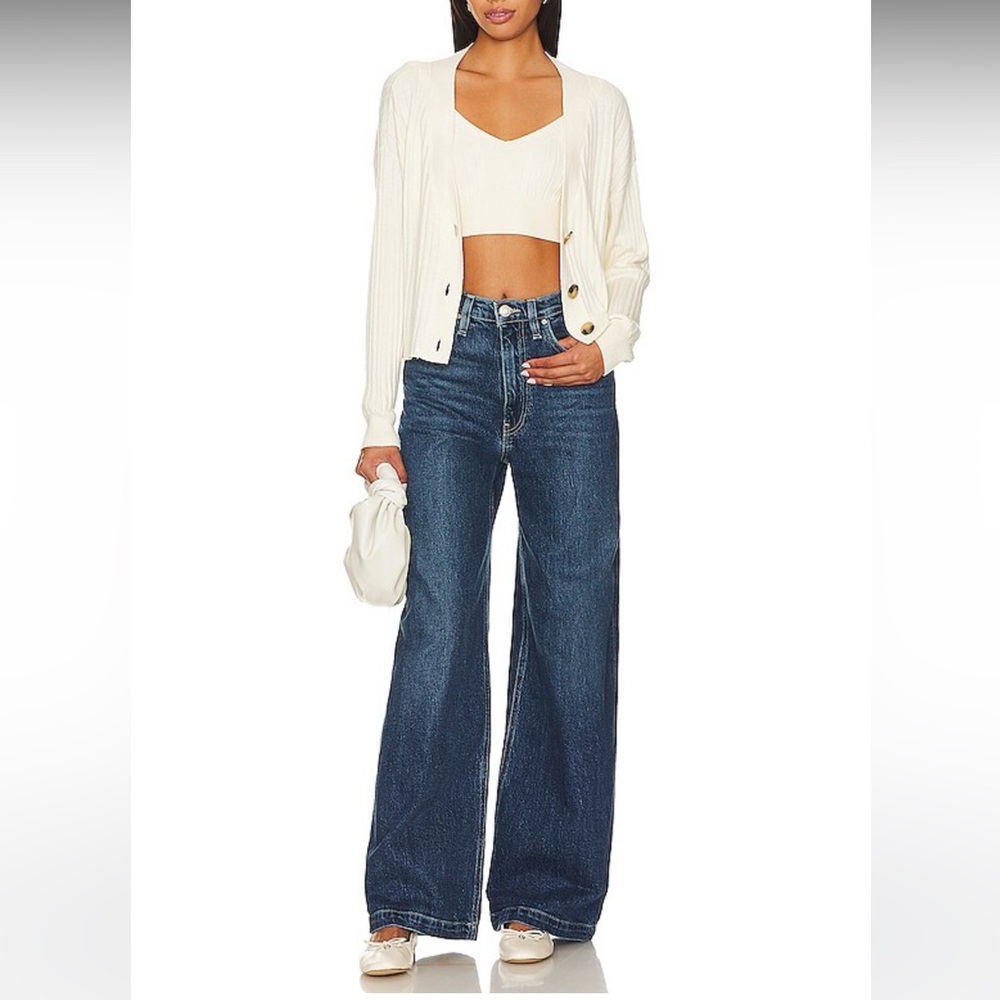 Hudson brand James High Rise Wide Leg Jeans in Naval